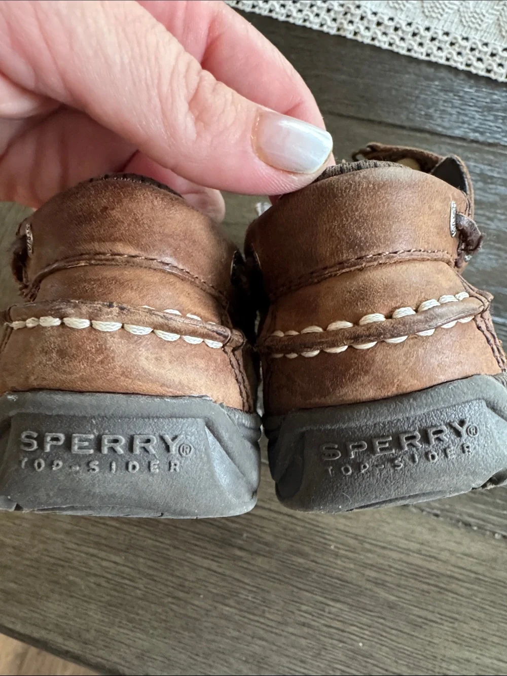 Sperry Kids Tan Leather Moccasin Velcro Slip-On